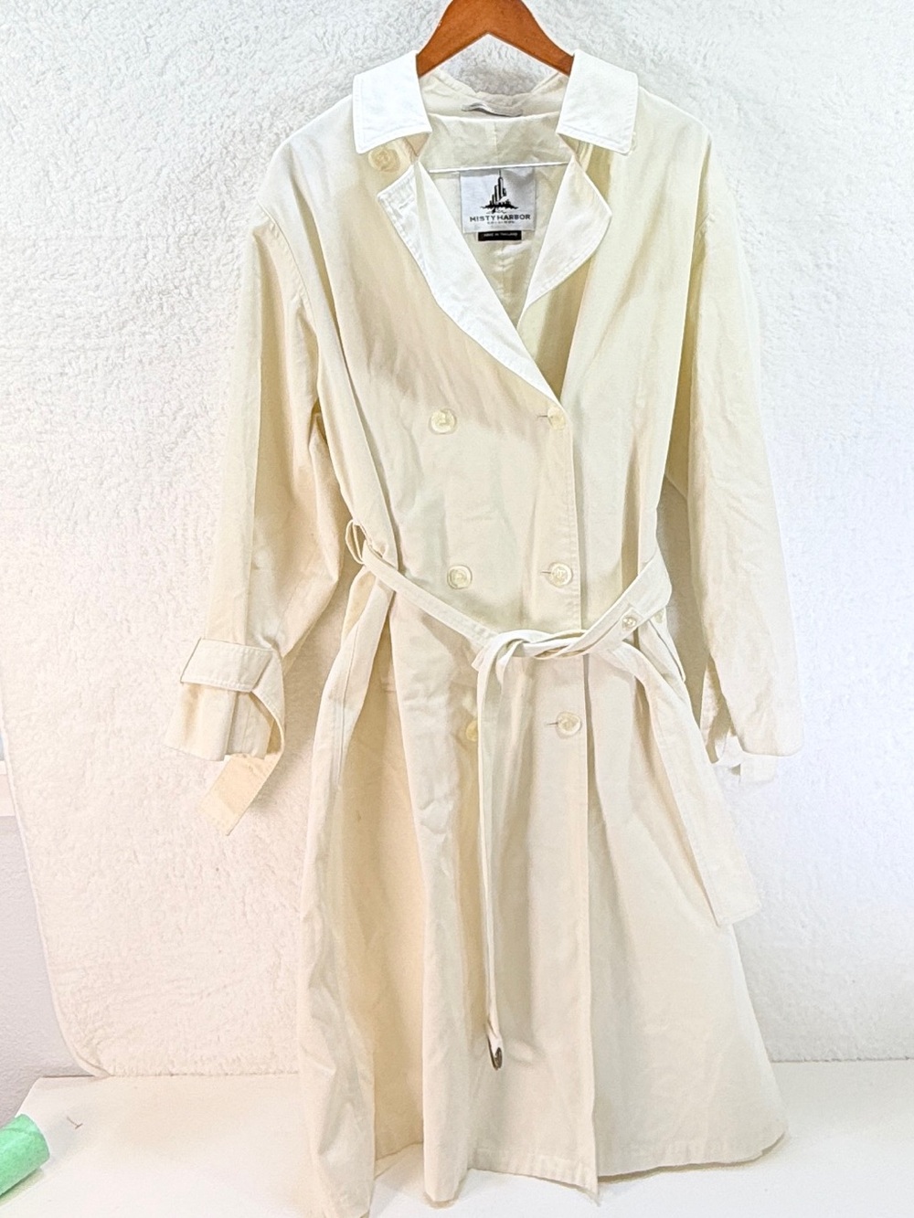 Misty Harbor Long Belted Trench Coat Raincoat Size 16 Cream